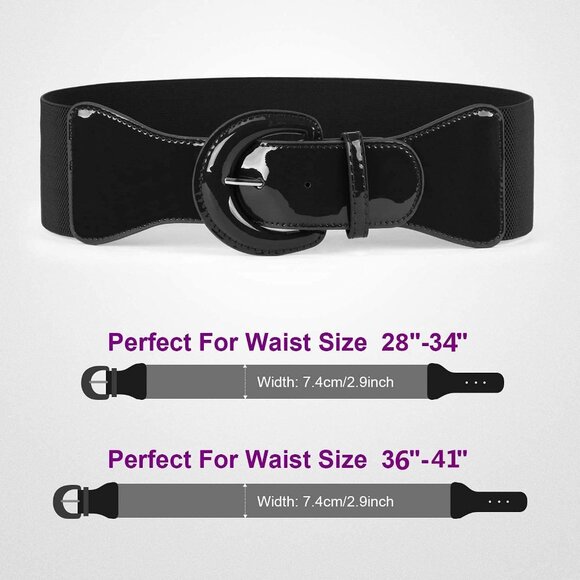 Women Wide Stretchy Belt,Vintage Chunky Buckle Elastic Waist Belts for Women Dre - Picture 7 of 7